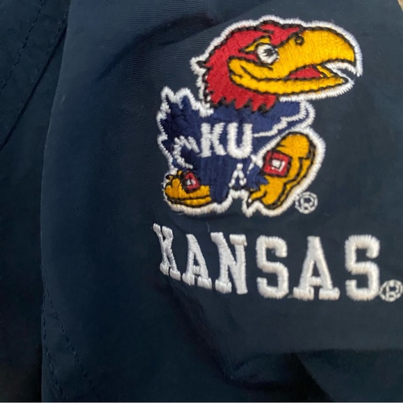 NCAA Kansas Jayhawks Windbreaker Jacket Youth Large Navy Pullover Pockets‎ Gear - Picture 8 of 13
